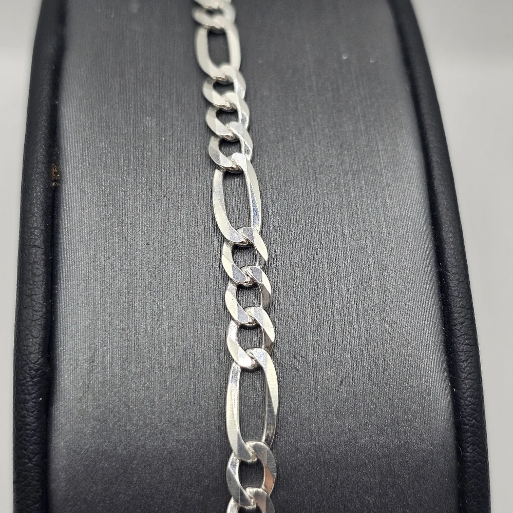 Sterling Silver 925 High Polish Figaro Bracelet 5mm 7 inches